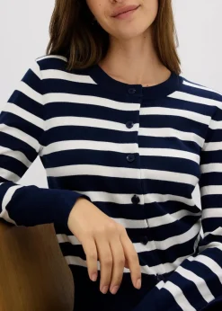Feinstrick-Cardigan mit Streifen