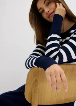 Feinstrick-Cardigan mit Streifen