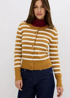 Feinstrick-Cardigan mit Streifen