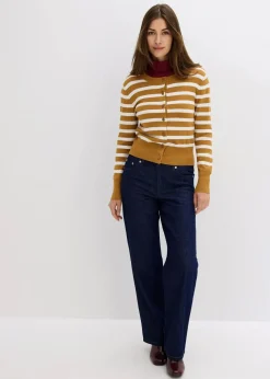 Feinstrick-Cardigan mit Streifen