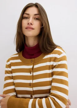 Feinstrick-Cardigan mit Streifen
