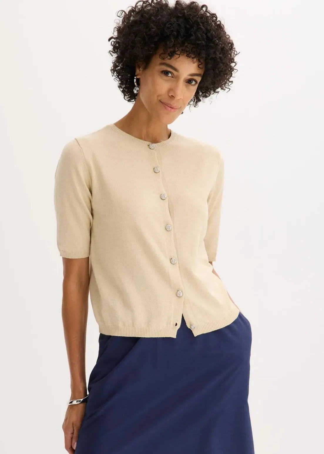 Feinstrickjacke aus feinem Viskose-Mix