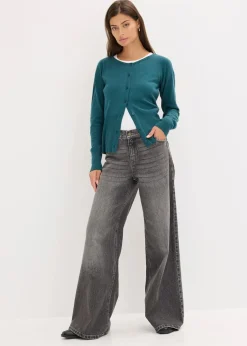 Feinstrickjacke aus fließendem Viskose-Mix