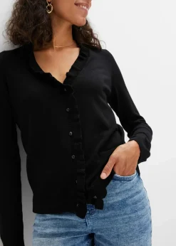 Feinstrickjacke aus fließendem Viskose-Mix