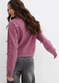 Feinstrickjacke mit Schleifen