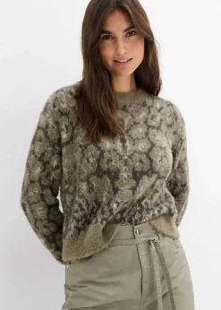 Feinstrickpullover aus flauschigem Federgarn