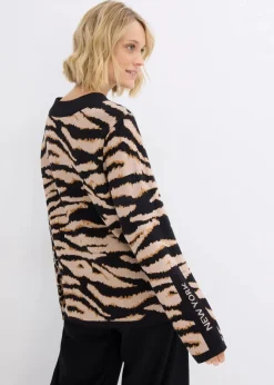 Feinstrickpullover im Leoprint Design