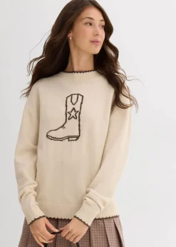 Feinstrickpullover mit überschnittener Schulter