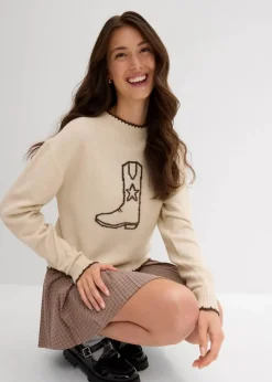 Feinstrickpullover mit überschnittener Schulter