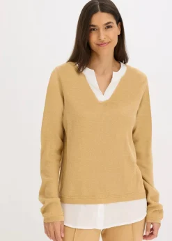 Feinstrickpullover mit Bluseneinsatz