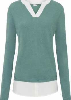 Feinstrickpullover mit Bluseneinsatz