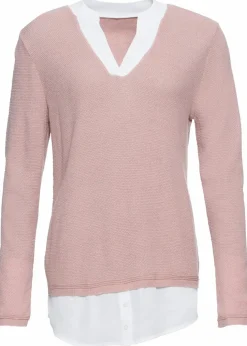 Feinstrickpullover mit Bluseneinsatz