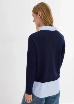 Feinstrickpullover mit Bluseneinsatz