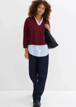 Feinstrickpullover mit Bluseneinsatz