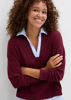 Feinstrickpullover mit Bluseneinsatz