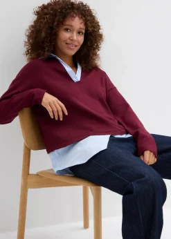 Feinstrickpullover mit Bluseneinsatz