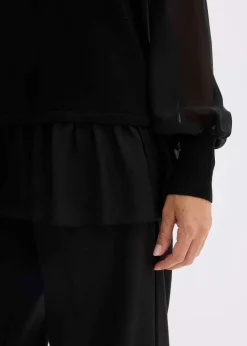 Feinstrickpullover mit Blusen-Einsatz