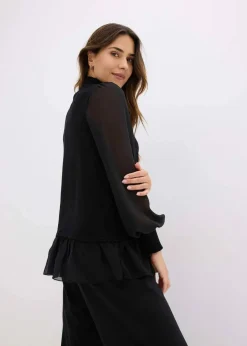 Feinstrickpullover mit Blusen-Einsatz