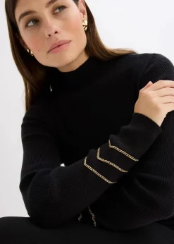 Feinstrickpullover mit Goldketten