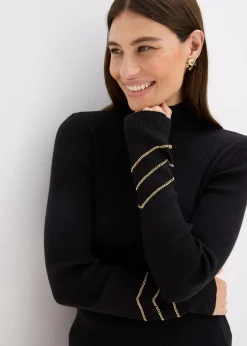 Feinstrickpullover mit Goldketten