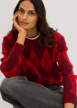 Feinstrickpullover mit Karomuster