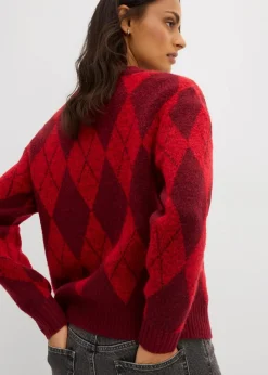 Feinstrickpullover mit Karomuster