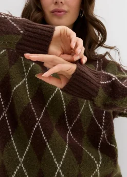 Feinstrickpullover mit Karomuster