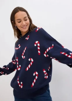 Feinstrickpullover mit Rundhals, oversized