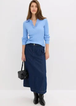 Feinstrickpullover mit schmückendem Kragen