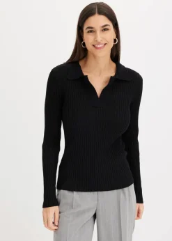 Feinstrickpullover mit schmückendem Kragen