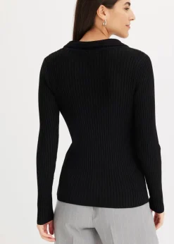 Feinstrickpullover mit schmückendem Kragen