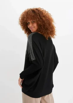 Feinstrickpullover mit Strass-Applikation