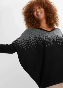 Feinstrickpullover mit Strass-Applikation