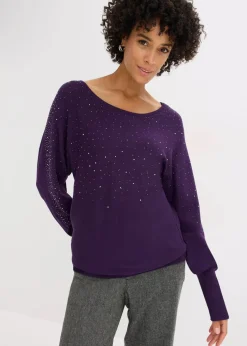 Feinstrickpullover mit Strass-Applikation