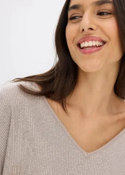 Feinstrickpullover mit Strass-Applikation