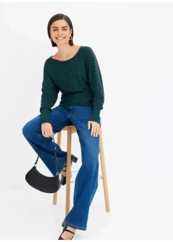 Feinstrickpullover mit Strass-Applikation