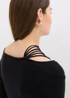 Feinstrickpullover mit tiefem Ausschnitt