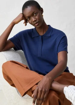 Feinstrickpullover mit Wollanteil und Polokragen