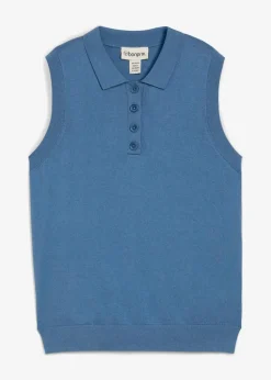 Feinstricktop mit Seidenanteil und Polokragen