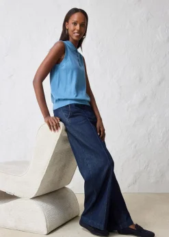 Feinstricktop mit Seidenanteil und Polokragen