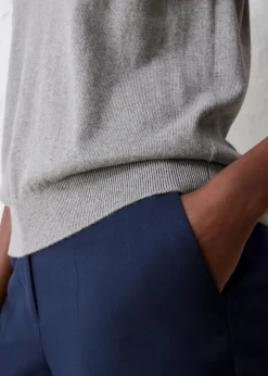 Feinstricktop mit Seidenanteil und Polokragen