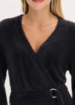 Figurbetontes Strickkleid mit Accessoire