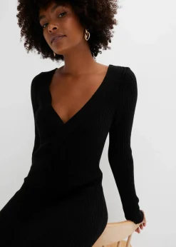 Figurbetontes Strickkleid mit Zopf-Detail