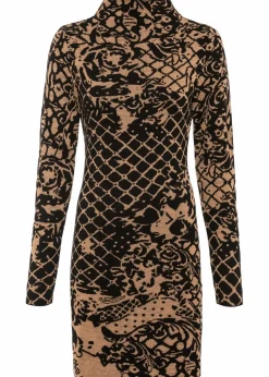 Figurbetontes Strickkleid mit Stehkragen