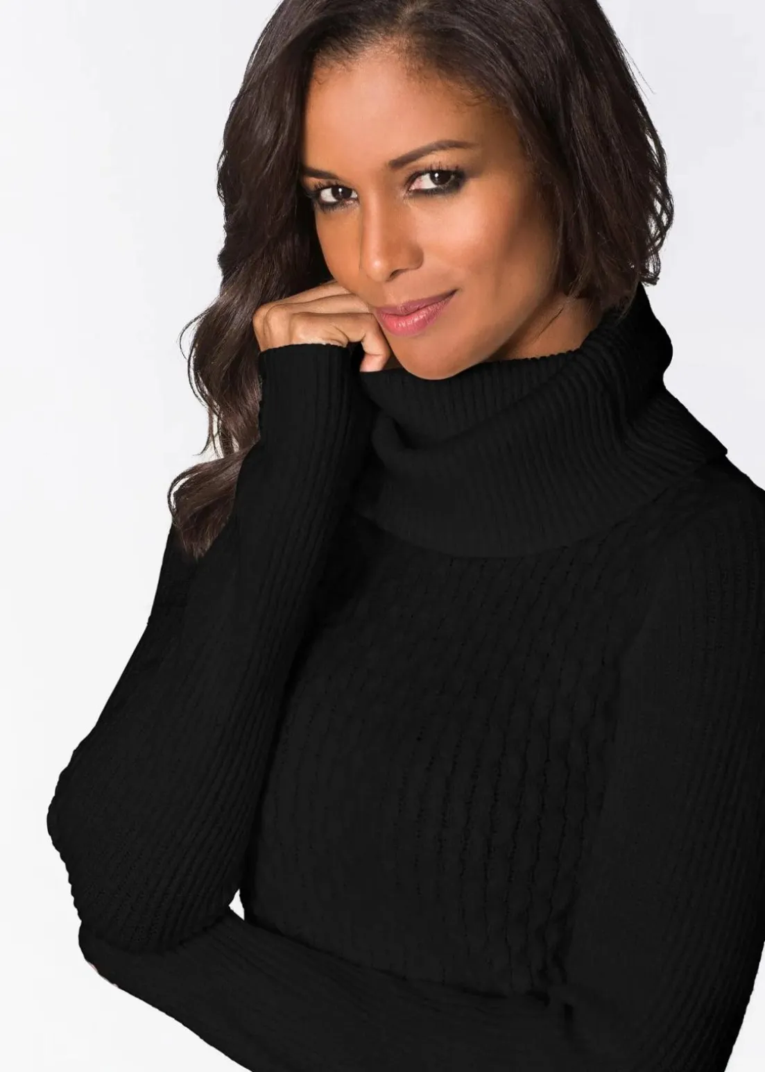 Figurbetontes Strickkleid mit Rollkragen