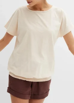 Flammgarn-Shirt aus Bio-Baumwolle mit Smockbund