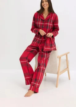 Flanell Pyjama aus weicher Baumwolle mit Geschenktasche