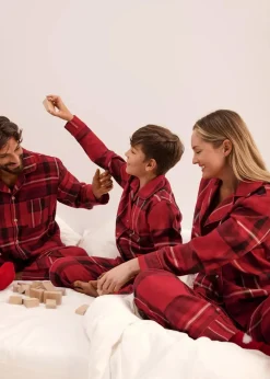 Flanell Pyjama aus weicher Baumwolle mit Geschenktasche