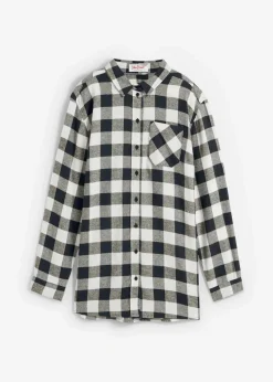 Flanell-Longbluse aus reiner Baumwolle