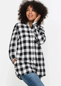 Flanell-Longbluse aus reiner Baumwolle
